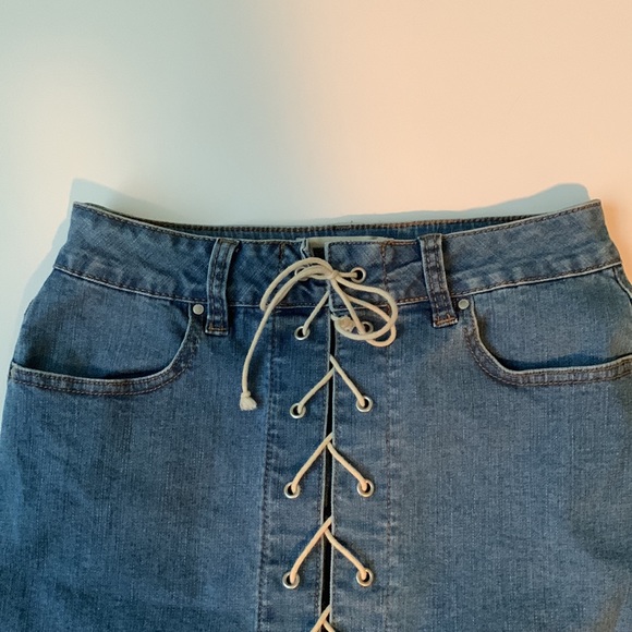 Pacsun Lace Up Denim Mini Skirt - Picture 2 of 3